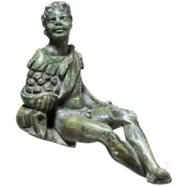 Ülő faun bronz szobrocskája, római, Kr. u. 1. – 2. sz.