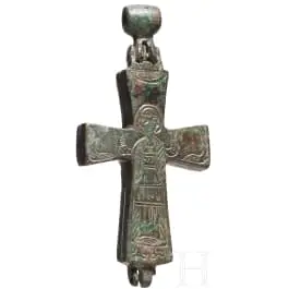 Bronz enkolpion karcolt díszítéssel, közép-bizánci, 11. sz.