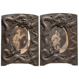 Two Chinese photo frames with dragons, 20th century
