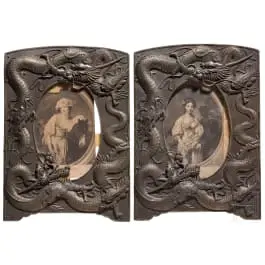 两个中国龙纹相框，20世纪