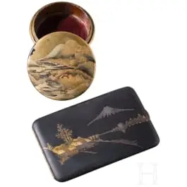 名片盒与圆形漆盒，日本，20世纪上半叶