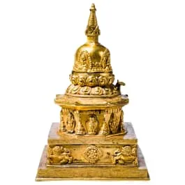 Stupa bouddhique avec figures de Bouddha, probablement Népal