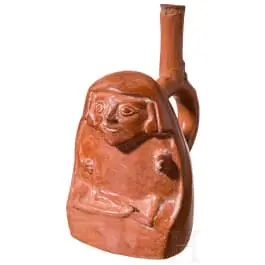 前哥伦布时期人物容器，秘鲁北海岸，可能为莫切文化，公元4 - 8世纪