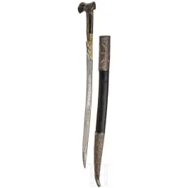 Yatagan mit in Silber eingelegter Klinge, osmanisch, datiert 1771