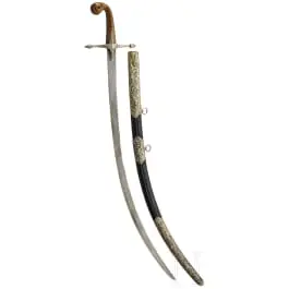 Shamshir srebrnim okovom i pozlatom, osmanski, oko 1820.