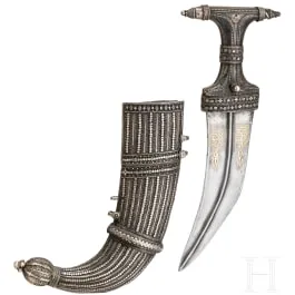 Met goud ingelegde jambia, Jemen, circa 1900