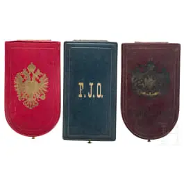 Trois écrins de remise vides, vers 1900