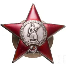 Ordre de l'Étoile rouge, variante précoce et rare avec poinçon de fabricant « Mondvor », Union soviétique, à partir de 1936