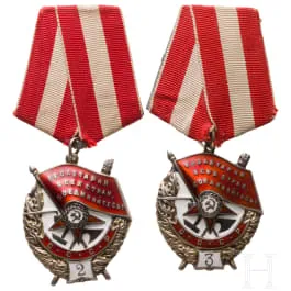Group of two Orders of the Red Banner for double and triple award, Soviet Union, from 1943