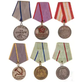 Six médailles soviétiques, Union soviétique, à partir de 1939