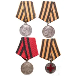 Quatre médailles en argent, Russie entre 1860 et 1916