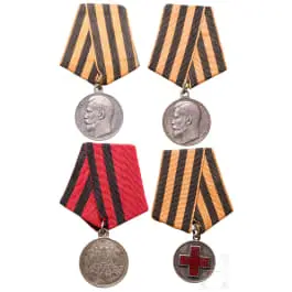 Quatre médailles en argent, Russie entre 1860 et 1916