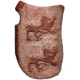 Spätgotische Reitertartsche mit Wappen, Österreich, Mitte 15. Jhdt.