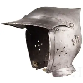 Obléhací helma s vídeňskou zbrojnicovou značkou, jihoněmecká, kolem 1530/40