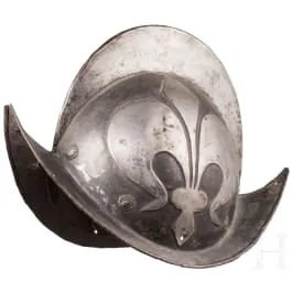 Černo-bílý morion, severoněmecký, kolem 1600