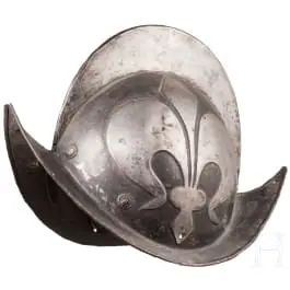 Černo-bílý morion, severoněmecký, kolem 1600