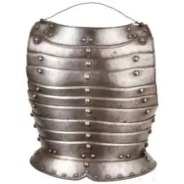 Neprůstřelná tepaná zadní plát kyrysu, německá nebo polská, kolem roku 1600