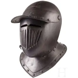 Elmo da corazziere annerito in stile 1620 circa, storicismo, 1900 circa