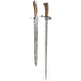Dos cuchillos de caza, alemanes, hacia 1800