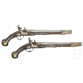 Importante par de pistolas otomanas de chispa, probablemente Túnez, ca. 1800-1820