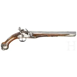 Nickel silver-mounted flintlock pistol, Ottoman, 19th century