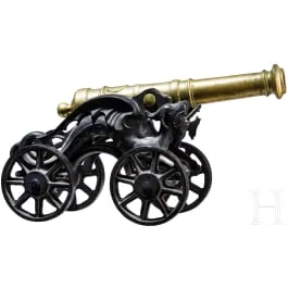 Modello di cannone con affusto in ghisa, tedesco, XIX secolo