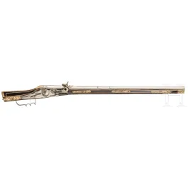Military Saxon wheel-lock gun, probably Dresden, dated 1591