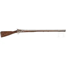 Rifle de lujo de pedernal con grabado en hierro, Wilson Bunfort en Londres, mediados del siglo XVIII