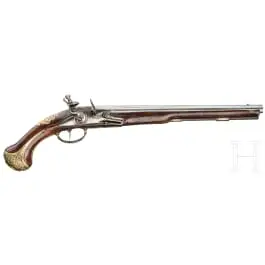 Pistola a pietra focaia con canna bresciana, tedesca, circa 1720