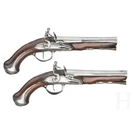 Coppia di pistole a pietra focaia, Francia, circa 1780