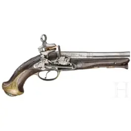 Pistola da viaggio con acciarino alla miquelet, probabilmente Napoli, circa 1780