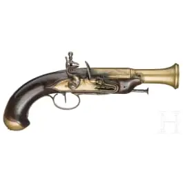Kremena pištolj tromblon s mjedenom cijevi, Liège, oko 1800.