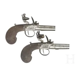 Ein Paar Steinschlossterzerole, Belgien, um 1800