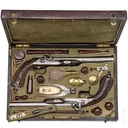 Une paire de pistolets à percussion en coffret, Geerinckx à Paris, vers 1850