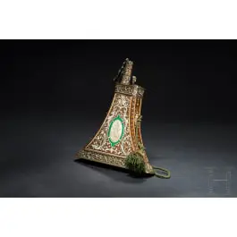 Jelentős luxus puskaporos palack a szász hercegek fegyverkamrájából, kb. 1600