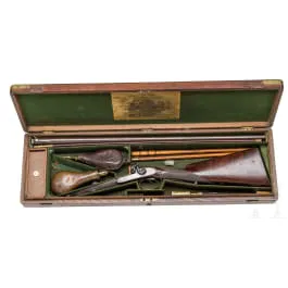 Dubbele percussiegeweer Richard Jackson, Londen, in kist, circa 1880