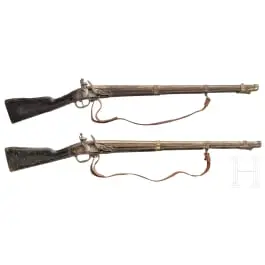 Twee vuursteengeweren infanterie m an 9 uit de Kassel-collectie, Luik, circa 1780
