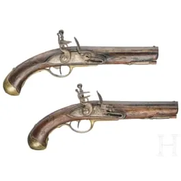 一对带纪念铭文的燧发骑兵手枪，日期为1817年