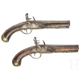 Paire de pistolets de cavalerie à silex avec inscription commémorative, datés 1817