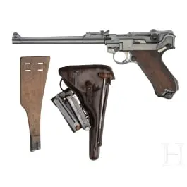 Lange Pistole 08, DWM 1917, avec étui et planchette