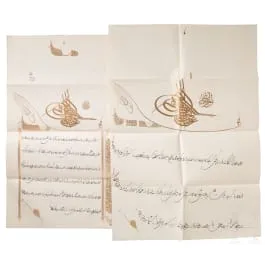 Two Ottoman award certificates for naval lieutenant von Koch, dated 1901