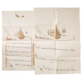Deux certificats de décoration ottomans pour le lieutenant de vaisseau von Koch, datés 1901