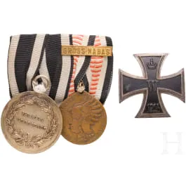 Zweiteilige koloniale Ordensschnalle und ein Eisernes Kreuz 1. Klasse 1914