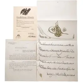 Général Gerhard Tappen - certificat pour la médaille turque Liakat en or