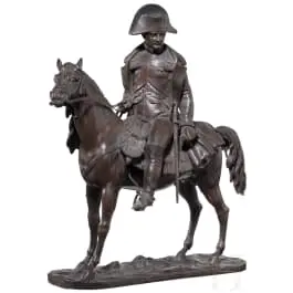 Imperatore Napoleone I - figura equestre in bronzo, XIX sec.
