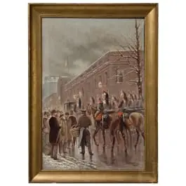 Eugene D' Hebrail – „Corazzieri durante la ricezione di un'ambasciata al Palazzo dell'Eliseo”, datato 1890