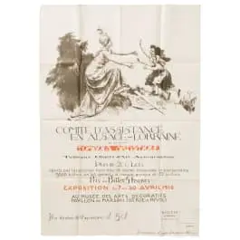 Manifesto di una lotteria d'arte "Comité d'Assistance en Alsace-Lorraine", del 1916