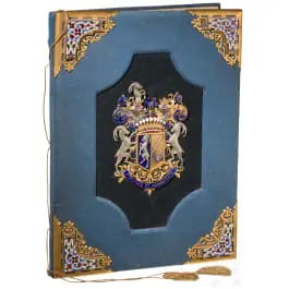 Grande cartella di gala per il generale d'artiglieria imperiale e regio Friedrich Graf von Eck, proprietario del reggimento di fanteria 47, circa 1906