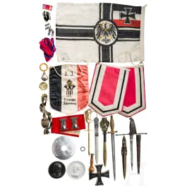 Collezione patriottica: effetti, gagliardetti, tagliacarte, ecc.