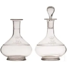 Prince et princesse Alphonse de Bavière - deux carafes à vin rouge